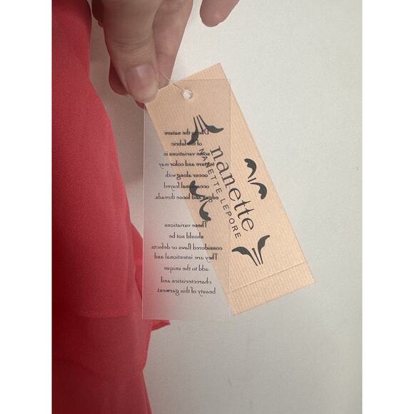 Nanette Lepore Dress Size 10 Asymmetrical Layered Ruffle Pink Flamingo Dream NWT - Picture 3 of 7